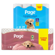 Page toiletpapier Compleet Schoon
pak à 24 rollen
of Sensitive pak à 16 rollen